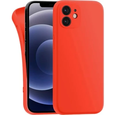 Abbildung von MyGadget Hülle Kompatibel mit iPhone 12 robuste Silikon Schutzhülle TPU Case Slim Silikonhülle Back Cover Kratzfest Handyhülle Matt Orange