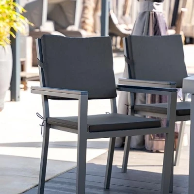 Abbildung von Home Deluxe 8X Sitzkissen für Gartenstuhl Madera Farbe: Anthrazit, Material Bezug: 100% Polyester, Kern: Komfortschaum I Campingstuhl Balkonstuhl Terrassenstuhl