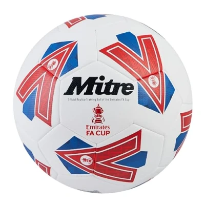 Abbildung von Mitre Training FA Cup Fußball Hochleistungs Trainingsball sehr langlebiges Design, Ball, Weiß/Blau/Rot, 5