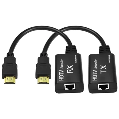 Abbildung von HDMI Extender, Stecker auf RJ45 Netzwerk LAN 60 m Konverter, Repeater über Cat 5e/6, 1080p bis zu Verlängerung für HDTV, HDPC, PS4, STB, 4K, 2K (60 m)