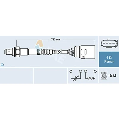 Abbildung von FAE 77405 Lambdasonde nach Katalysator Diagnosesonde schwarz VOLKSWAGEN: Golf 4 Schrägheck, Variant, Bora Limousine, AUDI: A3 Schrägheck