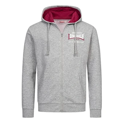 Abbildung von Lonsdale Normale PAS Kapuzenpullover, Herren, Größe: Large, Marl grey oxblood white