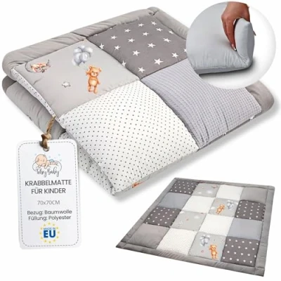 Abbildung von Baby krabbeldecke 70x70 cm spielmatte Patchwork gepolstert bodenmatte Dicke babykrabbeldecke Baumwolle mit Velvet Activity mat Teddybären