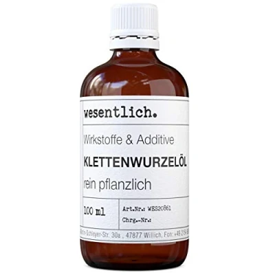 Abbildung von Klettenwurzelöl (100ml) rein pflanzlich natürliche Pflege für Haut, Haare und Wimpern von wesentlich.