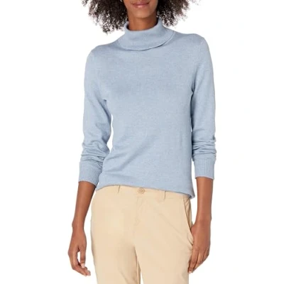 Abbildung von Amazon Essentials Damen Leichter, Langärmeliger Rollkragenpullover, Klassischer Schnitt (Erhältlich In Übergröße), Indigoblau Meliert, L