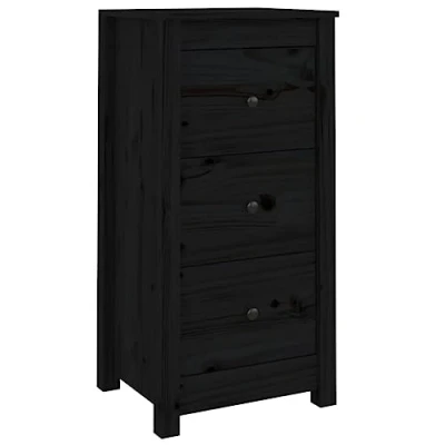 Abbildung von vidaXL Sideboard mit Schubladen Kommode Anrichte Schrank Beistellschrank Mehrzweckschrank Schubladenschrank Schwarz 40x35x80cm Massivholz Kiefer