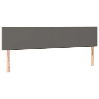 Abbildung von vidaXL LED Kopfteil Polsterkopfteil Bettkopfteil Betthaupt für Bett Bettrahmen Bettgestell Schlafzimmer Bettzubehör Grau 200x5x78/88cm Kunstleder
