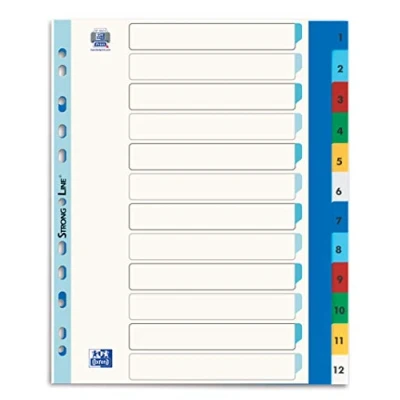 Abbildung von Oxford Register Strong Line, Zahlen 1 12, DIN A4, Kunststoff, XL, weiß