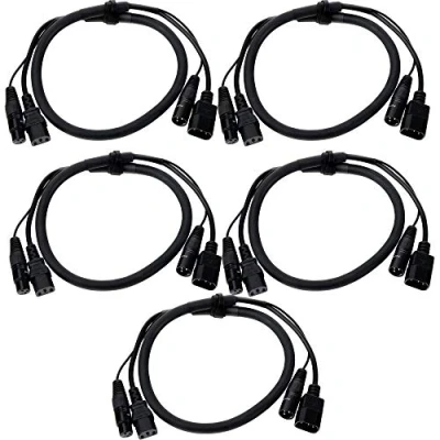 Abbildung von 5er Set Pronomic Stage IECD 1 DMX Hybridkabel C/DMX (Kombi Kabel für Stromversorgung und Signal, Länge: m) Schwarz