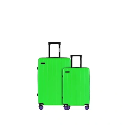 Abbildung von ETERNITIVE Hartschalenkoffer Set Klein und Mittel I Rollkoffer aus ABS Größe: 55cm &amp; 65,5 cm Reisekoffer mit 4 Rollen 360 Handgepäck 37L 60L Trolley TSA Schloss Grün