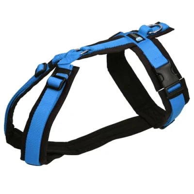 Abbildung von Annyx Brustgeschirr FUN in Schwarz Blau L für Welpen alle Hunde verstellbar gepolstert ergonomisch rückenschonend optim
