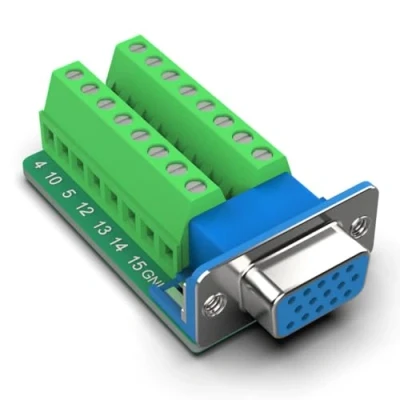 Abbildung von Oiyagai DB15 D SUB Buchse Nieten VGA 3+9 15 Pin Port auf 3 Reihen Terminal Breakout Board Adapter Anschluss