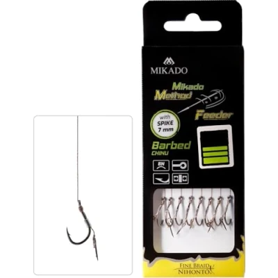 Abbildung von Mikado 8X Method Feeder Haken Rig mit Spike/Nadel und geflochtener Schnur (8 / Ø0,14mm 10cm)