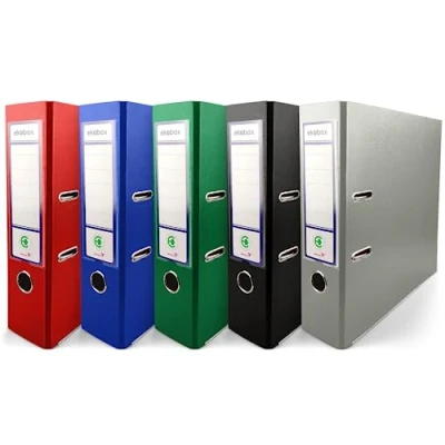 Abbildung von Netuno 5x Akten Ordner 5 Farben rot blau grün schwarz grau DIN A4 2 Ring Mechanik Ringorder 8cm Kunststoff breit Büroordner Plastikordner Briefordner Ringmappe breiter Aktenordner 5er pack