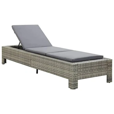 Abbildung von vidaXL Sonnenliege mit Auflage Liege Lounge Gartenliege Relaxliege Liegestuhl Rattanliege Rattanmöbel Gartenmöbel Grau Poly Rattan