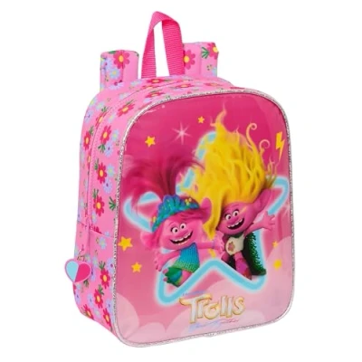 Abbildung von Safta TROLLS 3 Kinderrucksack, Schulrucksack, anpassbar an Kinderwagen, ideal für Kindergarten, bequem und vielseitig, Qualität Widerstandsfähigkeit, 22 x 10 27 cm, Rosa,
