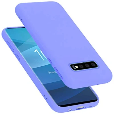 Abbildung von Cadorabo Hülle kompatibel mit Samsung Galaxy S10 Plus Handyhülle für Case aus flüssigem Silikon stoßfeste dünne TPU Schutzhülle Liquid HELL LILA