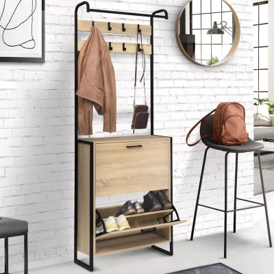 Abbildung von IDMarket Garderobe für Eingangsbereich Luis Schuhschrank 2 Türen Industriedesign