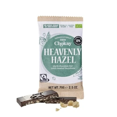 Abbildung von Chokay BIO Bar HEAVENLY HAZEL Belgische Zartbitter Schokolade mit gerösteten Haselnüssen VEGAN, GLUTENFREI &amp; FAIR TRADE 1x70g