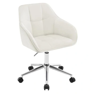 Abbildung von WOLTU Homeoffice Stuhl, Schreibtischstuhl, Drehstuhl, Schminkstuhl, höhenverstellbar, bis 150 kg belastbar, mit Armlehnen Samtsitz, für Schlafzimmer Büro Wohnzimmer, Cremeweiß BS145cm