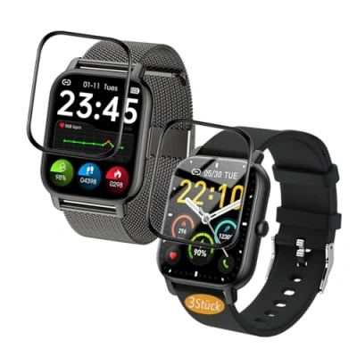 Abbildung von Frgnie Schutzfolie kompatibel für P66D Smartwatch 1,85&#039;&#039; (3 Stück) 3D Curved Full Cover Bildschutzfolie, Aptkdoe/Ddidbi/Dotn/Poounur/Sudugo P66E Folie