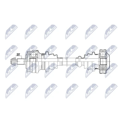 Abbildung von NTY NPW ME 193 Antriebswelle Hinterachse links, rechts 659mm Schaltgetriebe, Automatikgetriebe
