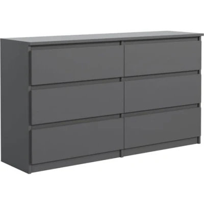 Abbildung von meble masztalerz Kommode mit 6 Schubladen 120 cm, Sideboard Wohnzimmer, Schlafzimmer H: 78,5cm, B: T: 39 Schubladen, Schubladenschrank (Anthrazit)