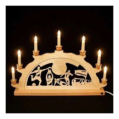 Abbildung von Holz Schwibbogen Lichterbogen aus dem Erzgebirge (Fussball, 50 cm)