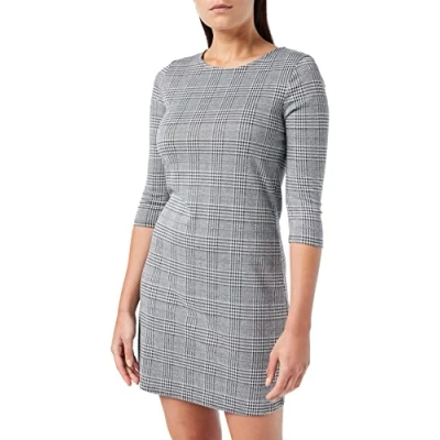 Abbildung von ONLY Damen ONLBRILLIANT 3/4 Check Dress NOOS JRS Kleid, Black/Checks:Cloud Dancer, XXS