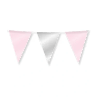Abbildung von PD Party 7031079 Foil Bunting Vereiteln Wimpelkette, Doppelseitig, Dreieckig, Partei Dekoration Flaggen, Hellrosa/Silber, 1000cm Länge x 30cm Breite 0.1cm Höhe