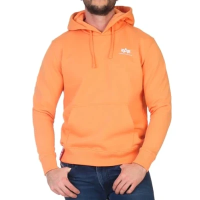 Abbildung von Alpha Industries Basic Small LOGO Kapuzenpullover, Herren, Größe: XL, Tangerine