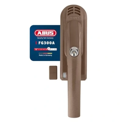 Abbildung von ABUS Abschließbarer Fenstergriff FG300A AL0125 Fensterknauf mit Druckzylinder und Alarmfunktion, gleichschließend Sicherheitslevel 7 71895 Braun