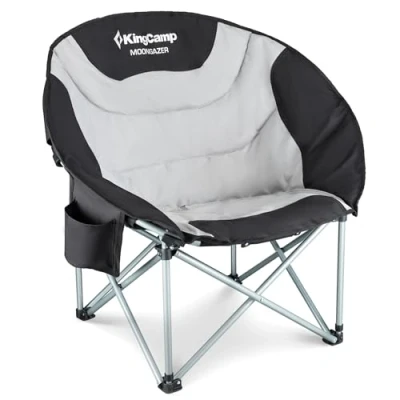 Abbildung von KingCamp Moonchair Untertasse Heavy Duty Strapazierfähiger Campingstuhl aus Stahl mit Kühler Gepolsterter Sitz