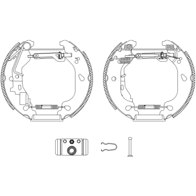 Abbildung von TEXTAR Shoe Kit Pro 84054400 Bremsensatz, Trommelbremse mit Radbremszylinder, Stellelement FIAT: Punto II Schrägheck