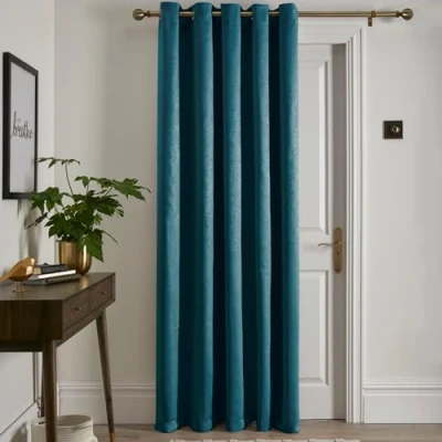 Abbildung von Fusion Türkisgrüner Einzelvorhang B 66 x L 84 (168 214 cm) Blaugrün Ösenvorhänge Grüne Vorhänge für Schlafzimmer/Wohnzimmer Türvorhänge Gardinen/Fensterbehandlung Strata Kollektion