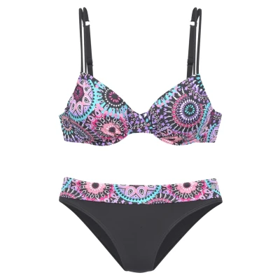 Abbildung von Lascana SET Bikini, Damen, Größe: 36xC, Lila bedruckt