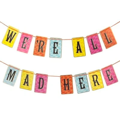 Abbildung von Talking Tables 3m Alice in Wonderland Party Decorations, Mad Hatter Double Sided Garland for Birthday Party, Paper Bunting, Happy Banner Decoration