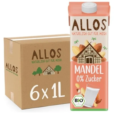 Abbildung von Allos Mandeldrink ohne Zucker Mandel Drink Natur auf Pflanzenbasis veganer laktosefrei 1 Liter (6 Stück)
