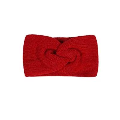 Abbildung von Zwillingsherz Stirnband mit Zopf Knoten Hochwertiges Strick Kopfband für Damen Frauen Mädchen Kaschmir Ohrenschutz Haarband warm weich und luftig Frühjahr Herbst Winter rot
