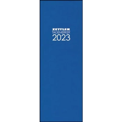 Abbildung von Tagevormerkbuch blau 2023 Bürokalender 10,4x29,6 cm 2 Tage auf 1 Seite Einband mit Leinenstruktur Eckperforation und Leseband 801 0015