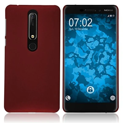 Abbildung von PhoneNatic case kompatibel mit Nokia 6.1 (2018) Hülle rot gummiert Hard Cover