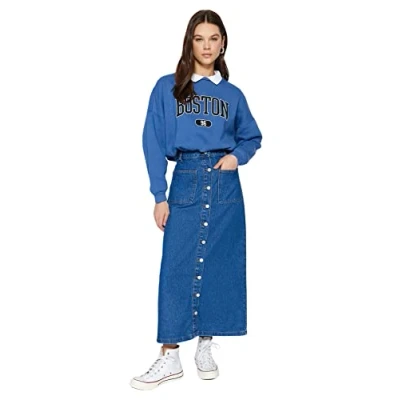 Abbildung von Trendyol Damen Gerade Maxi Stift Hijab rock Skirt Western, Dunkelblau, 34