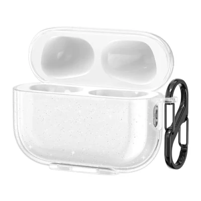 Abbildung von kwmobile Hülle kompatibel mit Apple Airpods Pro 2 Glitzer Case aus TPU Silikon Kopfhörer Schutzhülle Tasche in Transparent