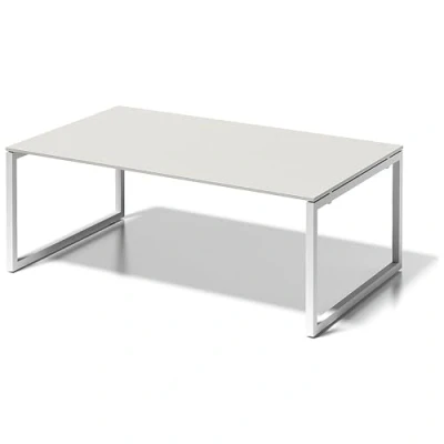 Abbildung von BISLEY Cito Chefarbeitsplatz/Konferenztisch, 740 mm höhenfixes O Gestell, Metall, Gw396 Dekor Grauweiß, Gestell Verkehrsweiß, 120 x 200 85 cm