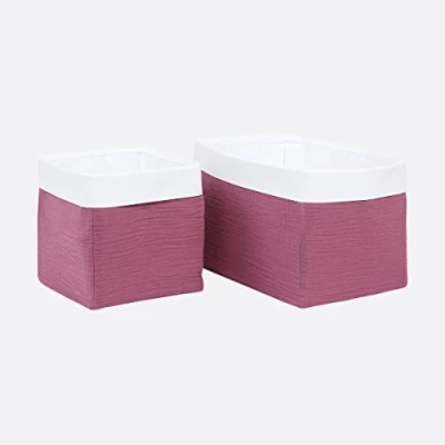 Abbildung von KraftKids Stoff Körbchen in Musselin purpur, Aufbewahrungskorb für Kinderzimmer, Aufbewahrungsbox fürs Bad, Größe 20 x cm