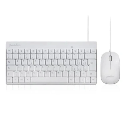 Abbildung von Perixx PERIDUO 212 Set Mouse e Mini Tastiera USB Cablata ‎per Windows, Tasti Scelta Rapida Multimediali, Layout Italiano QWERY, Bianco