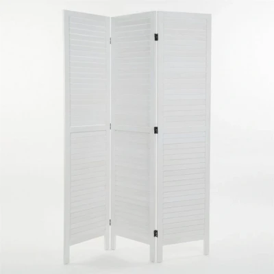 Abbildung von DESIGN DELIGHTS RAUMTEILER Cottage 3 teilig, Holz, 170x120 cm (HxB) Natur Raumtrenner, Faltwand, Sichtschutz, Raum Trennwand, Paravent, Stellwand Farbe: weiß