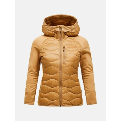 Abbildung von Peak Performance Helium Hybrid HOOD Daunenjacke, Damen, Größe: XS, Camel