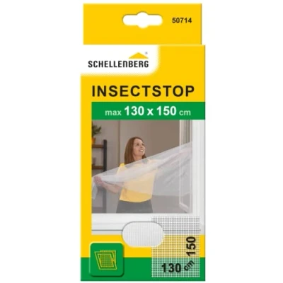 Abbildung von SCHELLENBERG Fliegengitter Gewebe für Fenster ohne bohren, (Set), Insektenschutz mit Klettband, 130 x 150 cm, weiß