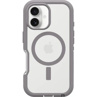 Abbildung von OtterBox Defender Series XT MagSafe Hülle für iPhone 16, stoßfest, Ultra robust, schützende Hülle, 7X getestet nach Militärstandard, Transparent/Grau